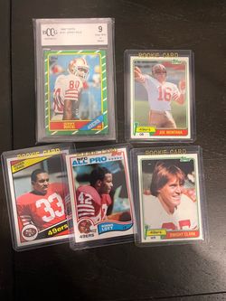 Football cards, San Francisco 49ers, Jerry Rice, Joe, Montana, rookie card selling altogether