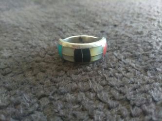 Rare Silver Multi Gem Ring Size-7. $100