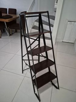 5-Tier Metal and Wood Ladder Shelf