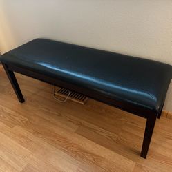 Black Leather Bench 
