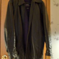 Full Length Black Leather Jacket $50