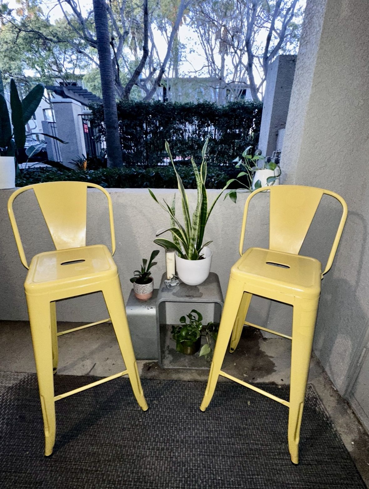 Metal Bar Stools - Yellow