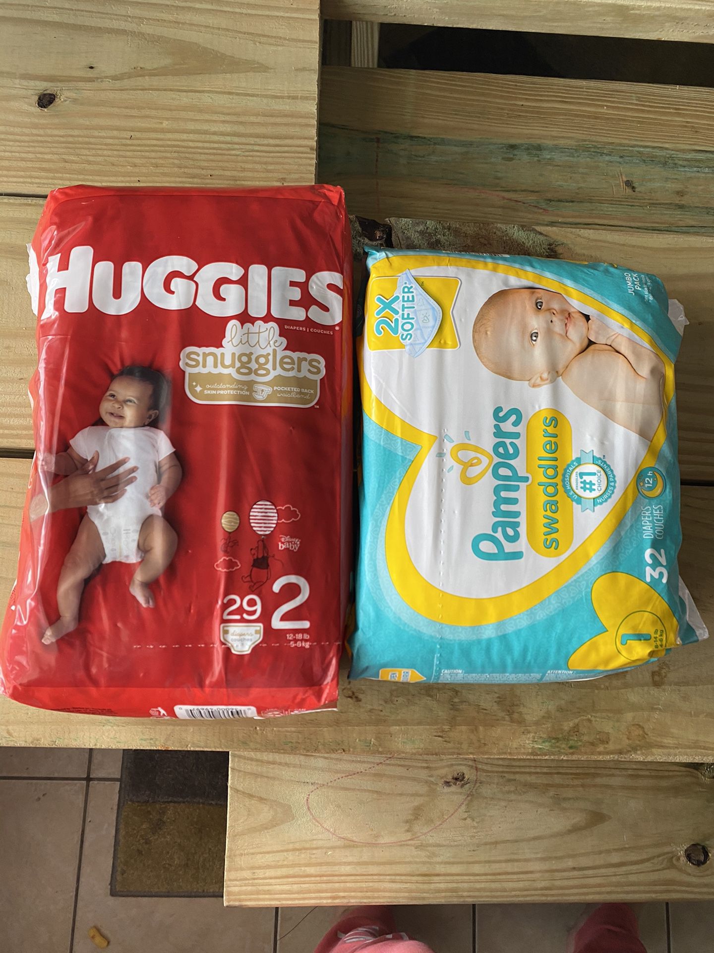 Huggies and pampers diapers