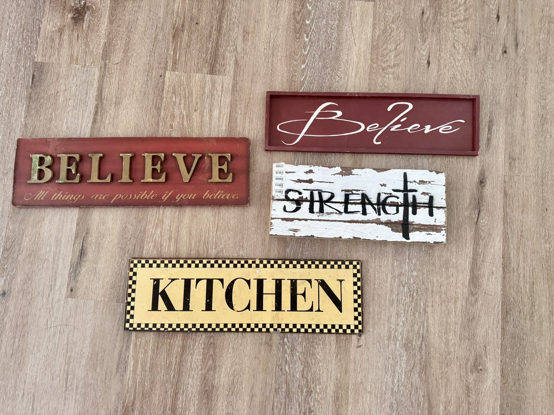 Kicthen Believe & Strength Wall Sign Decor Sold Separately