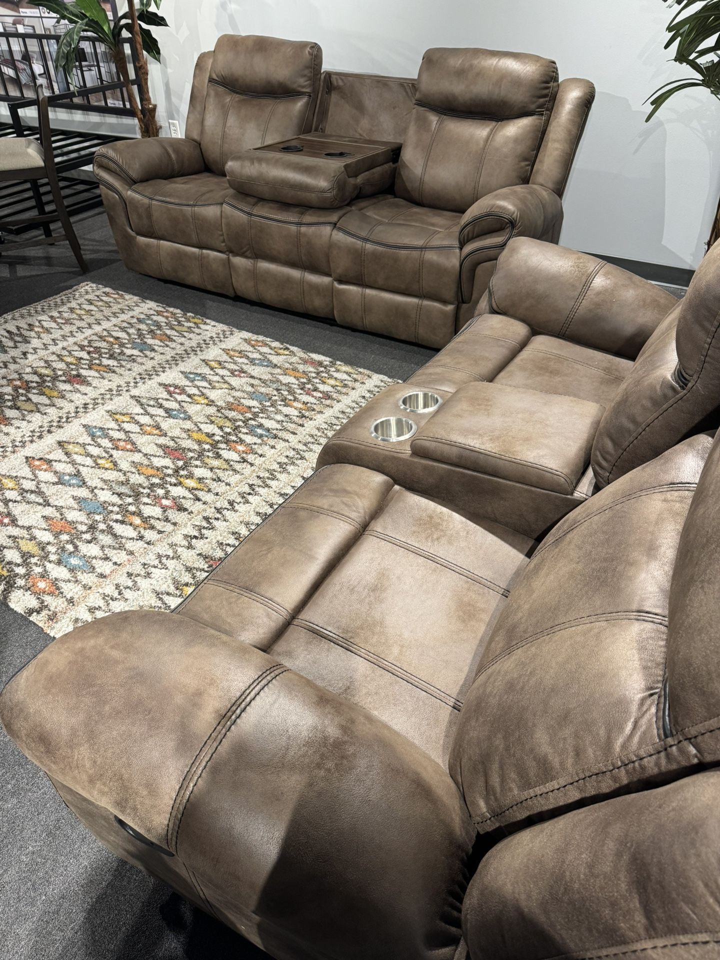 2 Pc Sofa And Loveseat Brown 4 Recliners 