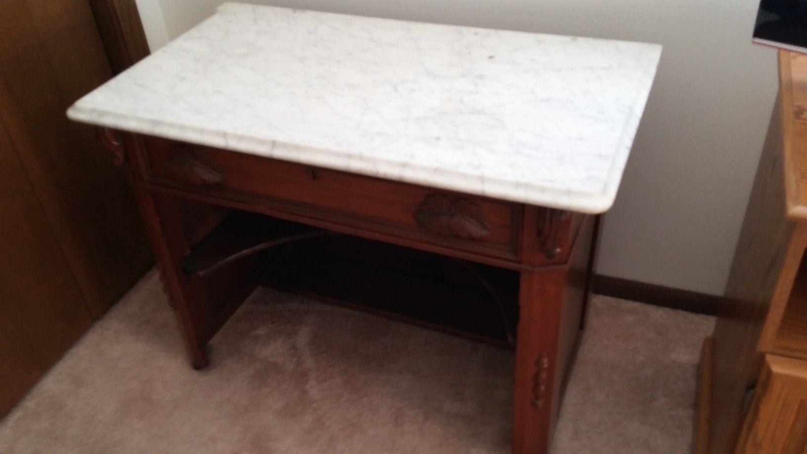 Cherrywood Marble Top Antique Desk