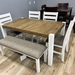 Farmhouse Style Table With Bench