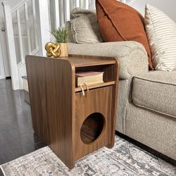Modern End Side table With Storage And Hidey For Let’s mcm Wood Furniture