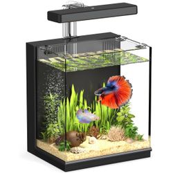 *NEW* Nano Fish Tank, 2 Gallon Aquarium with Filter & Light, Self Cleaning 