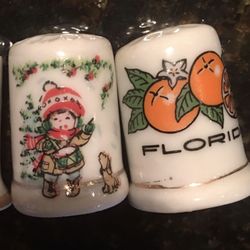 Vintage Little Drummer Boy Thimble ~ and ~ Vintage Florida Oranges Thimble ~ Bone China