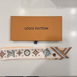 Louis Vuitton Cream And Tan Silk Bandeau
