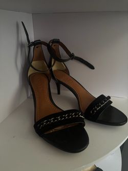 Coach Black Heeled Sandals with Chain Detail