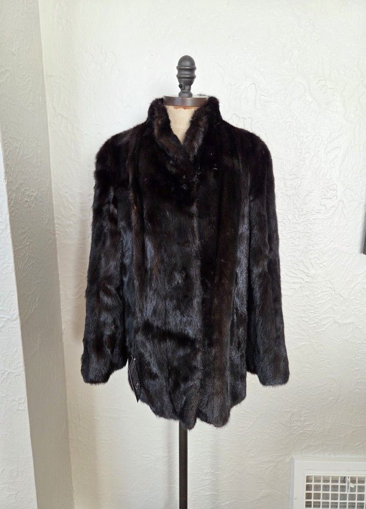 Dark Ranch Mink Fur Coat Near Black Size M NO OFFERS