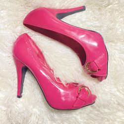 Hot Pink Peep-Toe Pumps 