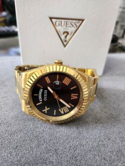 Gold Day & Date Guess Men's Watch 