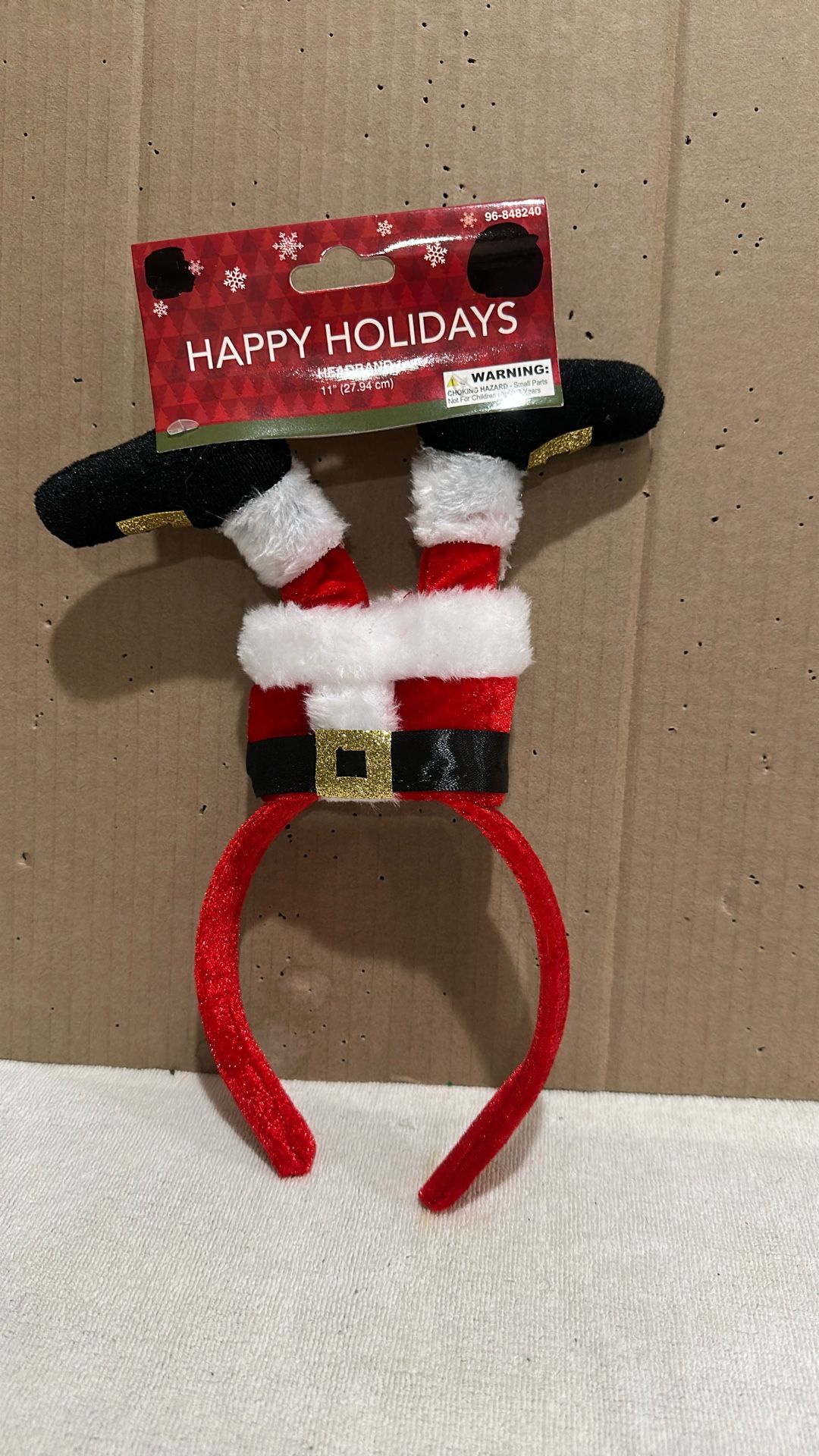 Christmas Santa Upside Down Headband 11”