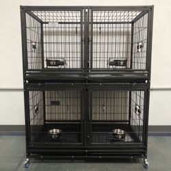 Brand New 43” Dog Kennels 2-Cages With 4-Banks All Have Removable Dividers,Trays, Wheels🐶perfect For Groomer Or Breeder👍🏻 