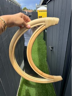Rattan moon mirror