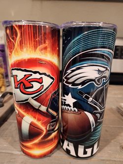 NFL Football Tumbler , Kansas City Chiefs, Philadelphia Eagles 20oz Stainless Steel Tumbler 
