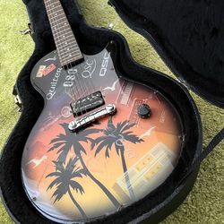 Electric Guitar w/ Case – Custom Sunset Palm Design (QSC Promo)