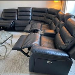 R1S27__ *Free Delivery* Comfort Reclining Sectional Couch With Storage Console, Cup Holders * Brand New * P A Y   E A S I L Y
