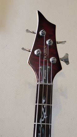 TRABEN PHOENIX FLAMES 4 STRINGS ELECTRIC BASS RED CHERRY COLOR 