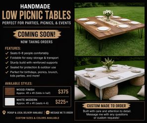 Luxury Foldable Low Picnic Table – Seats 6–8 (Handmade)