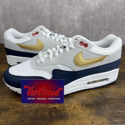 Nike Air Max 1 Olympic Size 9.5 HM9604-400 USA Men’s Gym Sneakers OG Rare Gold Swoosh