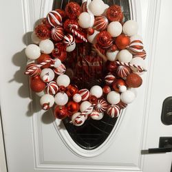 Candy Cane Ornament Wreath