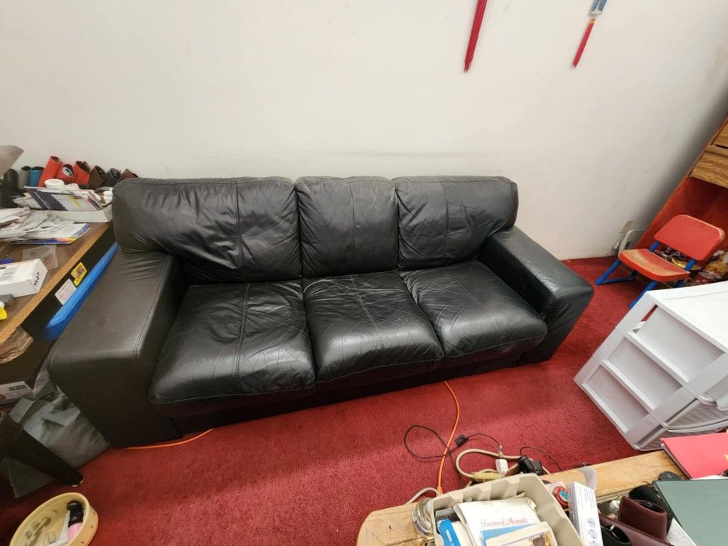 Faux Leather Couches (2 Brown And 1 Black) $15 Each Or $45 For All 3