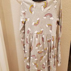 2 H & M Girls Dresses, Smiley Rainbows & Flower Print,Both Size 8-10 Youth. Worn Only 1 Time.