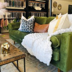 Roma Sofa In Green Velvet $1799 On Sale For $950