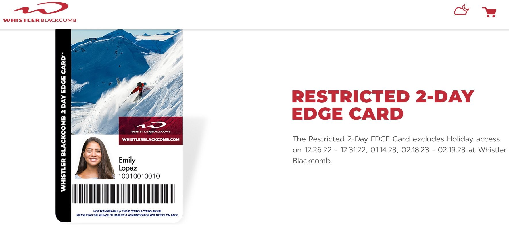 Whistler Black comb Edge Card 1 Day Pass for Sale in Bellevue, WA