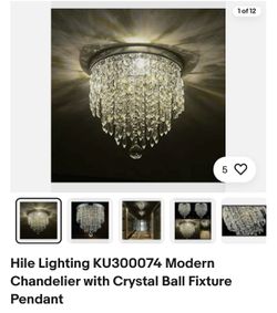 Hile Lighting KU300074 Modern Chandelier with Crystal Ball Fixture