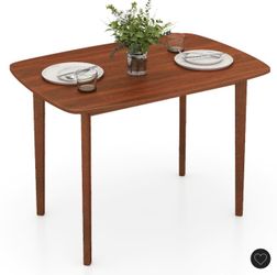 Costway 43" Rectangular Wooden Dining Table for 2-4 People w/Rubber Wood Legs
