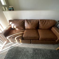 Brown Faux Leather Amazon Couch 