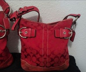 Coach Vintage Red Soho Signature C Hobo