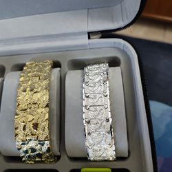 I'm Selling A New Silver Plated Bracelet And A Gold Plated Bracelet For Men's!!!Very Good Price!!!