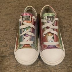 Girls 10c LIKE NEW USED ONCE RAINBOW CONVERSE $20 