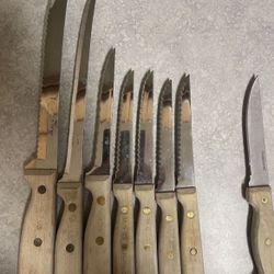 7 pc M-9 DS BERKSHIRE SERRATED KNIVES and 1- FARBERWARE