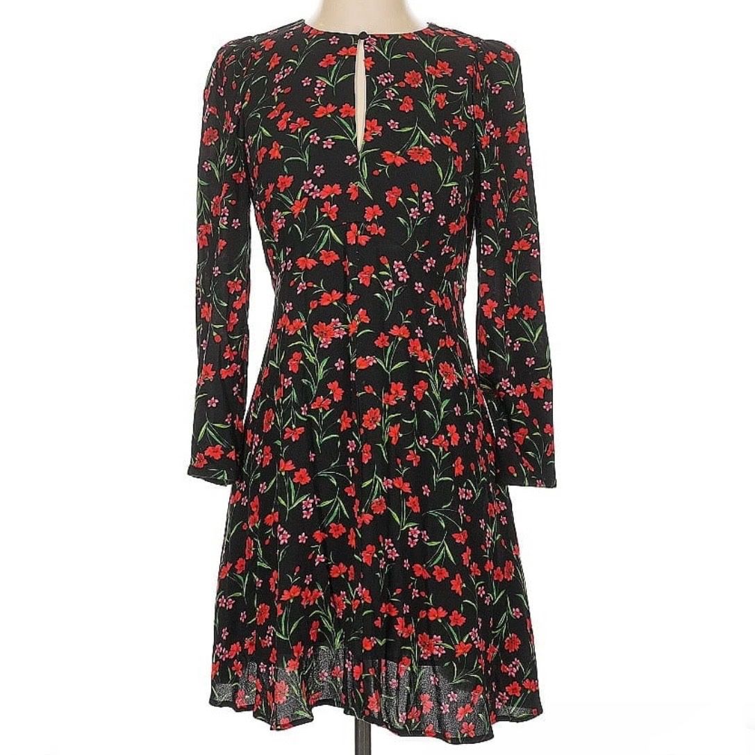 Banana Republic Black And Red Floral Dress