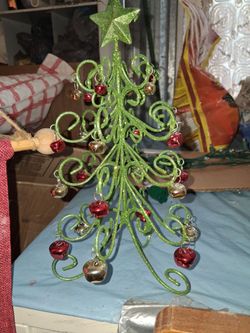 Glitter Wire Christmas Tree with Jingle Bells