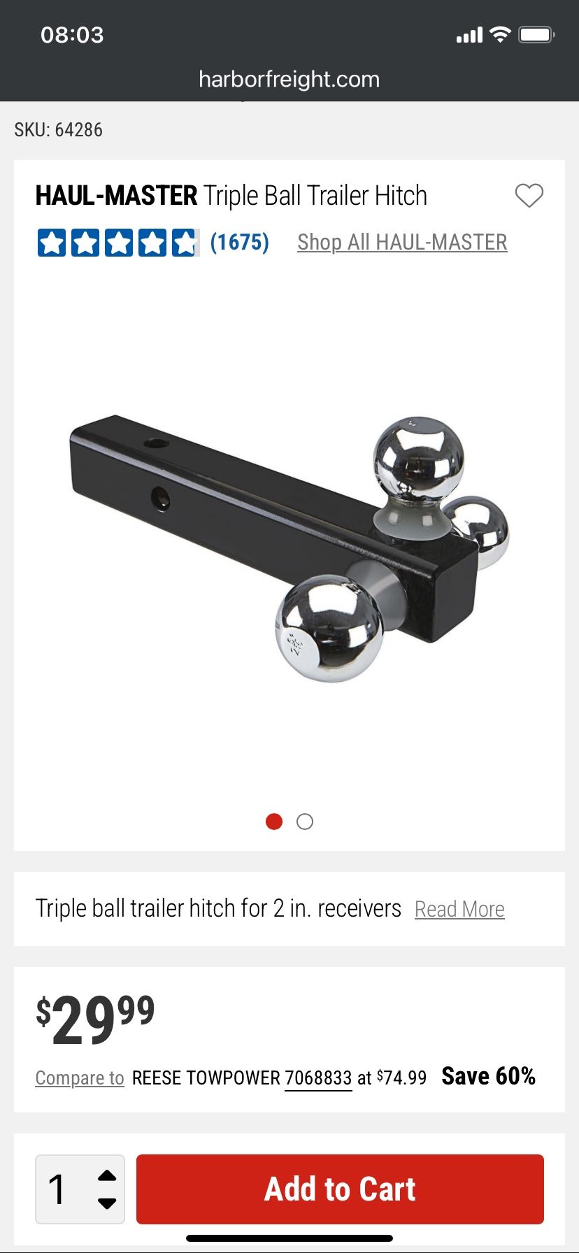 HAUL-MASTER Triple Ball Trailer Hitch
