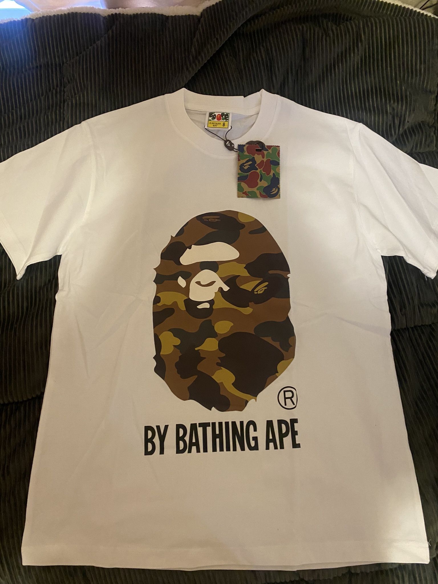 camo white bape tee