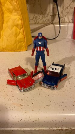 2 ….1957 Chevys And a Captain America Figure
