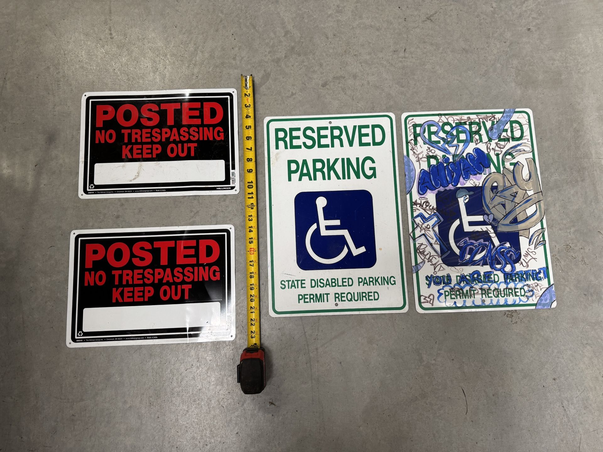 Parking & No Trespassing Metal Signs – 4 Total