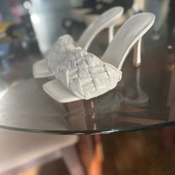 White Woven Heels Sandal