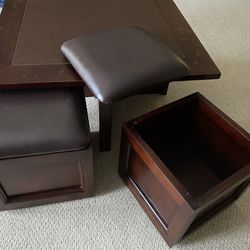 Coffee table for sale with stools/storage