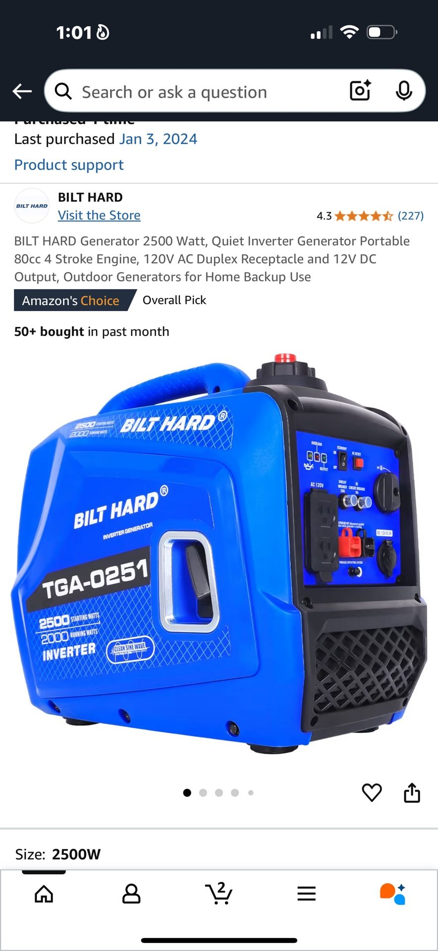 2500 Watt Generator