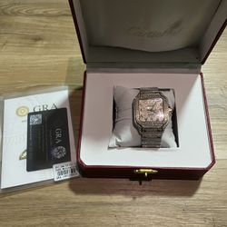 Two-Tone Rose Gold Arabic Style Bracelet w/ Real Moissanite Stones + Box